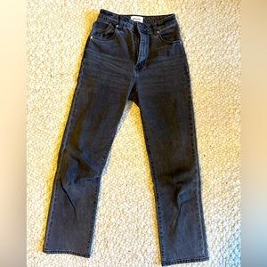 Rollas high rise straight black denim